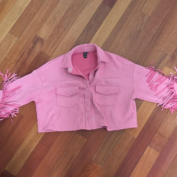 Windsor Pink Fringe Teddy Jacket - Picture 3 of 6